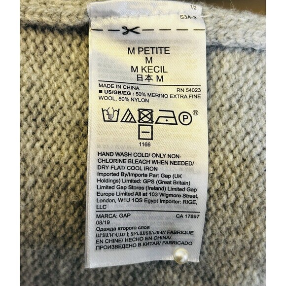 Gap Womens Sweater Dress Wool Blend Rainbow Stripe Multicolor Midi Petite MEDIUM - Picture 9 of 9